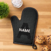 Personalisierter Monogramm Name Schwarz-Weiß-Textu Ofenhandschuh (Oben unten)
