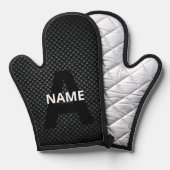 Personalisierter Monogramm Name Schwarz-Weiß-Textu Ofenhandschuh (Vorderseite/Rückseite)