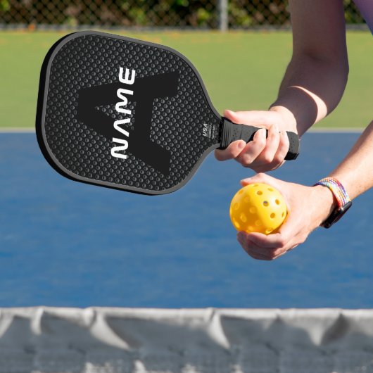 Personalisierter Monogramm Name Schwarz-Weiß-Textu Pickleball Schläger (InSitu)