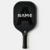 Personalisierter Monogramm Name Schwarz-Weiß-Textu Pickleball Schläger (Rückseite)