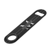 Personalisierter Monogramm-Name Speed Flaschenöffner (Rückseite Schrägansicht)