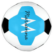 Personalisierter Monogramm Name Sporty Neon Cyan B Fußball (Gedreht)