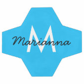 Personalisierter Monogramm Name Sporty Neon Cyan B Fußball (Flach)