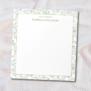 Personalisierter Monogramm-Name Vintage-Blume Flor Notizblock