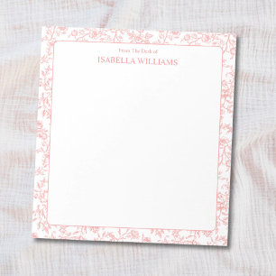 Personalisierter Monogramm-Name Vintage-Blume Flor Notizblock