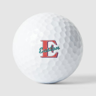 Personalisierter Monogramm-Name Vintage-Rot und Te Golfball