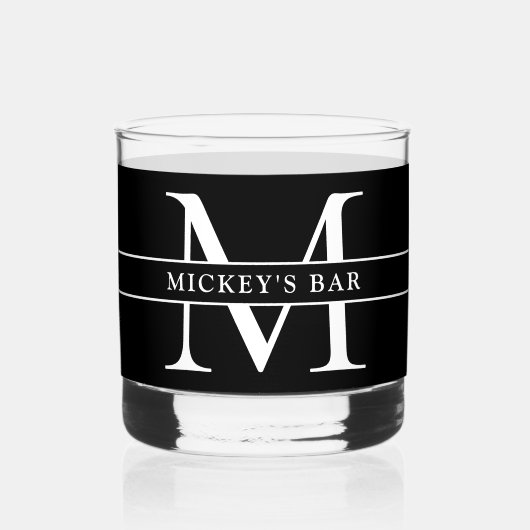 Personalisierter Monogramm-Name Whiskyglas (Vorderseite)