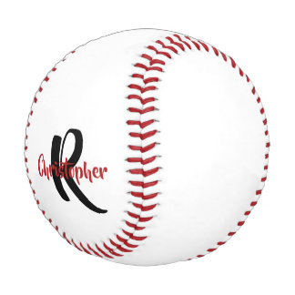 Personalisierter Monogramm Name White Baseball