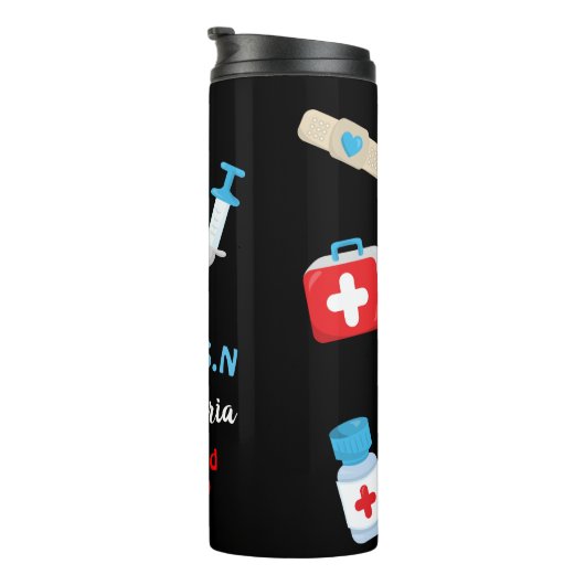 Personalisierter Monogramm Nurgram Art Design Funn Thermosbecher (Nach rechts gedreht)