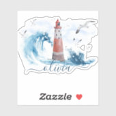 Personalisierter Monogramm-Ozean des Leuchtturms Aufkleber (Blatt)