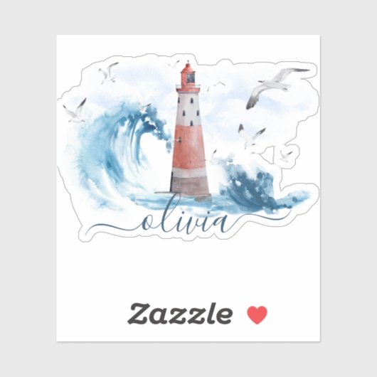 Personalisierter Monogramm-Ozean des Leuchtturms Aufkleber (Blatt)