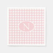 Personalisierter Monogramm Pink-Hahnentrittmuster- Serviette (Vorderseite)