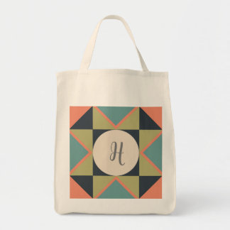 Personalisierter Monogramm-Quilblock Tragetasche
