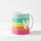 Personalisierter Monogramm-Rainbow-Sherbet-Farbblo Kaffeetasse (VorderseiteRechts)