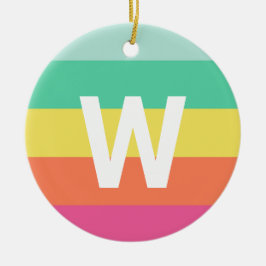 Personalisierter Monogramm-Rainbow-Sherbet-Farbblo Keramik Ornament