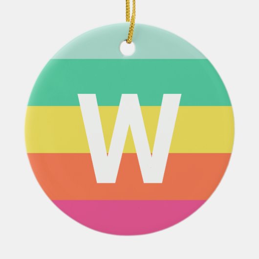 Personalisierter Monogramm-Rainbow-Sherbet-Farbblo Keramik Ornament (Vorne)