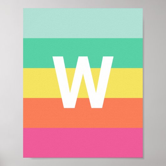 Personalisierter Monogramm-Rainbow-Sherbet-Farbblo Poster (Vorne)
