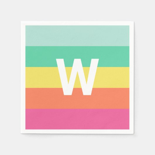 Personalisierter Monogramm-Rainbow-Sherbet-Farbblo Serviette (Vorderseite)