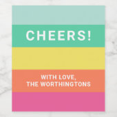 Personalisierter Monogramm-Rainbow-Sherbet-Farbblo Weinetikett (Einzelnes Label)