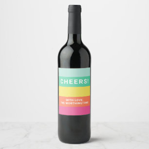 Personalisierter Monogramm-Rainbow-Sherbet-Farbblo Weinetikett