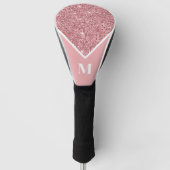 Personalisierter Monogramm-Rosa-Glitzer Golf Headcover (Vorderseite)