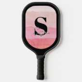 Personalisierter Monogramm-Rosa-Skriptname Pickleball Schläger (Rückseite)