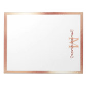 Personalisierter Monogramm Rose Gold Individuelle Notizblock (Vorderseite)