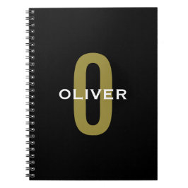 Personalisierter Monogramm-Schwarz-Gold-Name Notizblock
