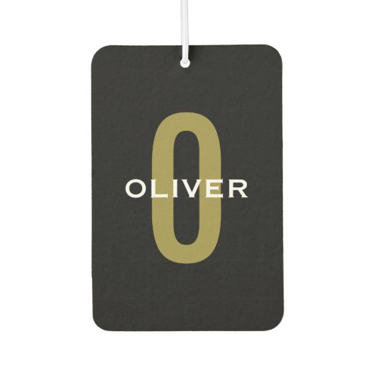 Personalisierter Monogramm Schwarzer Goldname Autolufterfrischer (Vorderseite)