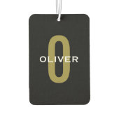 Personalisierter Monogramm Schwarzer Goldname Autolufterfrischer (Rückseite)