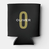 Personalisierter Monogramm Schwarzer Goldname Dosenkühler (Vorderseite)