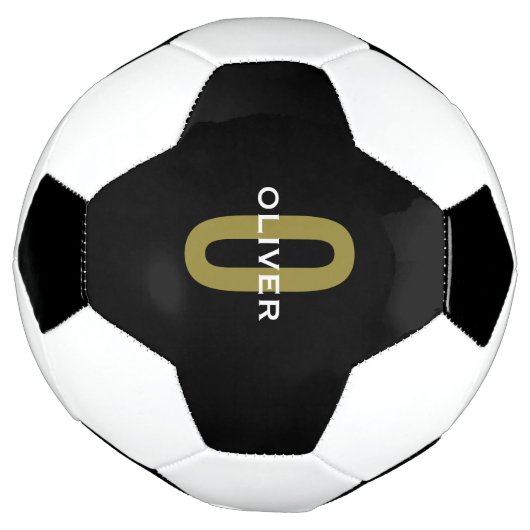 Personalisierter Monogramm Schwarzer Goldname Fußball (Gedreht)