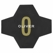 Personalisierter Monogramm Schwarzer Goldname Fußball (Flach)