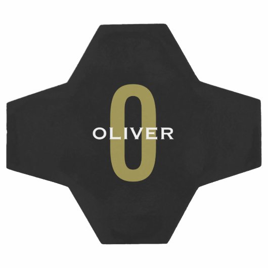 Personalisierter Monogramm Schwarzer Goldname Fußball (Flach)