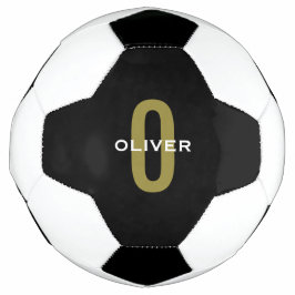 Personalisierter Monogramm Schwarzer Goldname Fußball