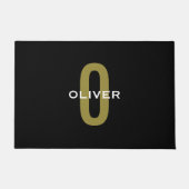 Personalisierter Monogramm Schwarzer Goldname Fußmatte (Vorderseite)