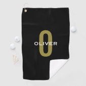 Personalisierter Monogramm Schwarzer Goldname Golfhandtuch (Insitu)