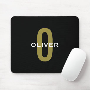 Personalisierter Monogramm Schwarzer Goldname Mousepad