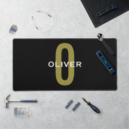 Personalisierter Monogramm Schwarzer Goldname Schreibtischunterlage