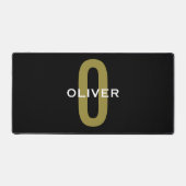 Personalisierter Monogramm Schwarzer Goldname Schreibtischunterlage (Vorderseite)