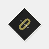 Personalisierter Monogramm Schwarzer Goldname Serviette (Ecke)