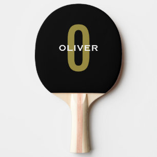 Personalisierter Monogramm Schwarzer Goldname Tischtennis Schläger