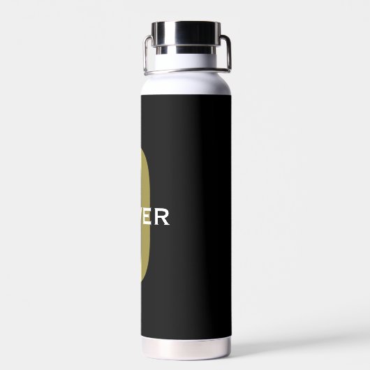 Personalisierter Monogramm Schwarzer Goldname Trinkflasche (Rückseite)
