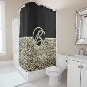 Personalisierter Monogramm-Schwarzer Leopard Duschvorhang (Beispiel)
