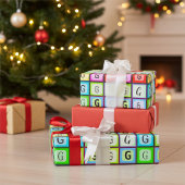 Personalisierter Monogramm-Spaß, farbenfroher Kind Geschenkpapier