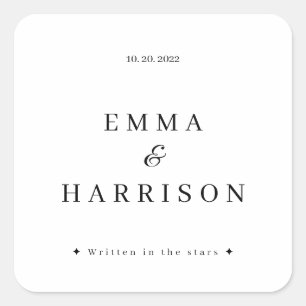 Personalisierter Monogramm-Sternzeichen-Hochzeitsn Quadratischer Aufkleber