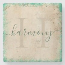 Personalisierter Monogramm-Stone-Untersetzer