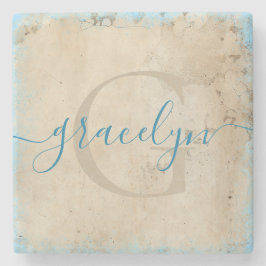 Personalisierter Monogramm-Stone-Untersetzer Steinuntersetzer