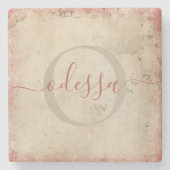 Personalisierter Monogramm-Stone-Untersetzer Steinuntersetzer (Vorderseite)