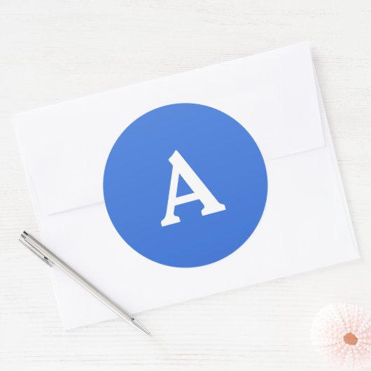 Personalisierter Monogramm-Umschlag Aufkleber blau (Umschlag)